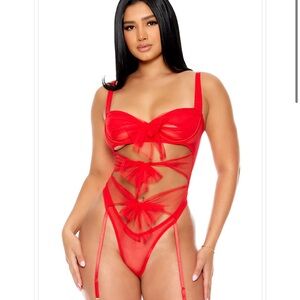 Forplay Vibrant Red Sheer Lingerie